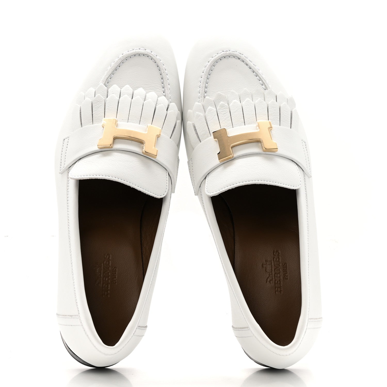Hermes Calfskin Womens Royal Loafers 35 White 5 of 10