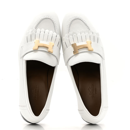 Hermes Calfskin Womens Royal Loafers 35 White 5 of 10