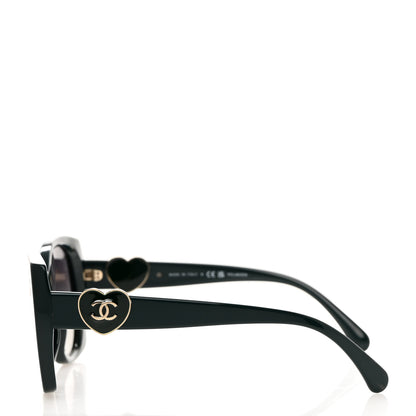 Chanel Acetate Square CC Heart Sunglasses 5519 Black 3 of 8