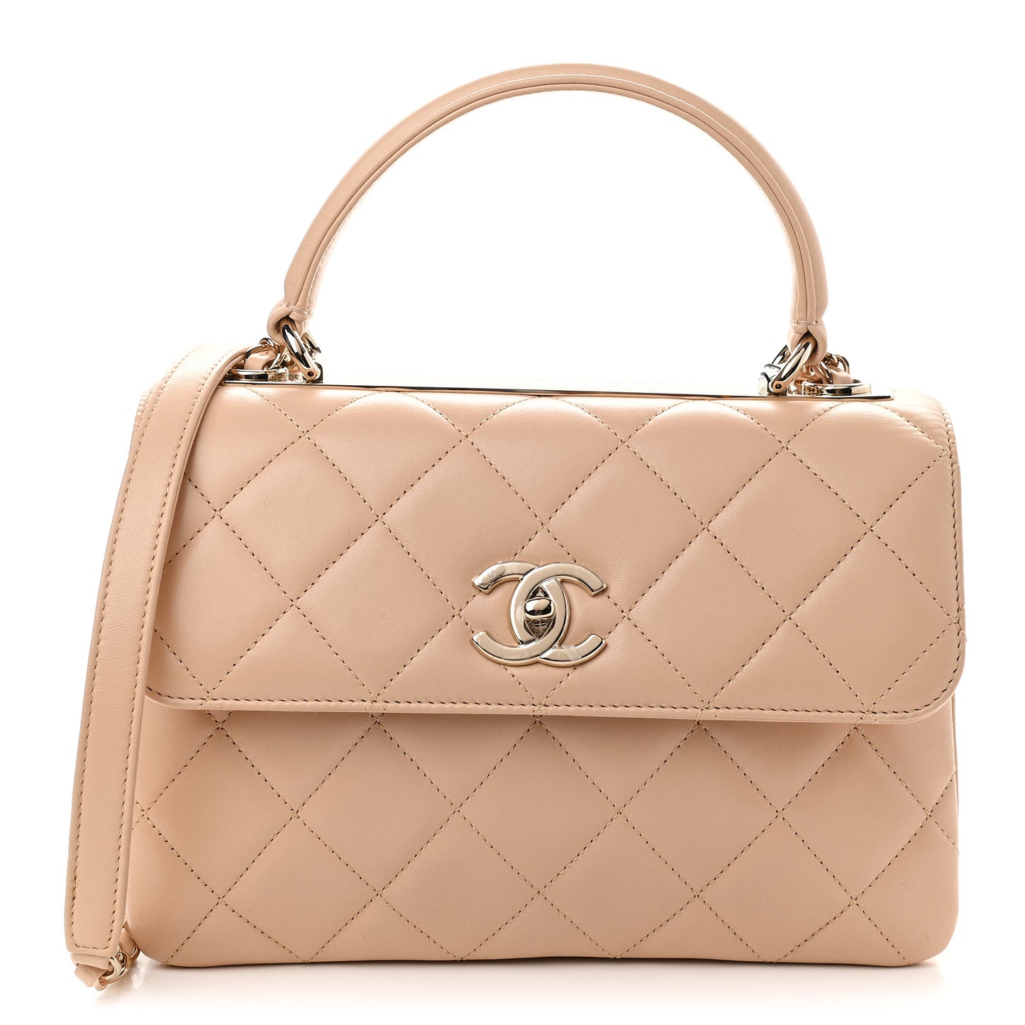 Lambskin Quilted Small Trendy CC Dual Handle Flap Bag Beige