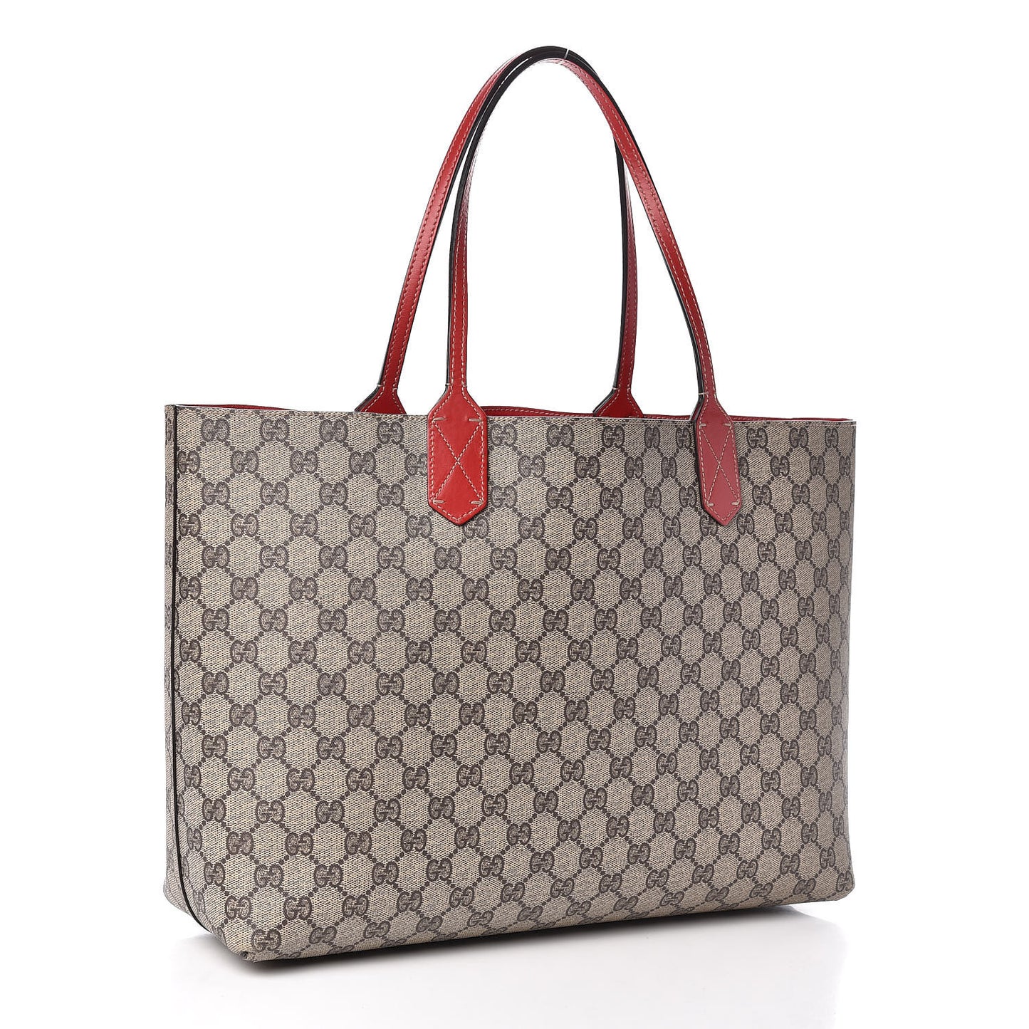 GG Supreme Monogram Medium Reversible Tote Beige Red