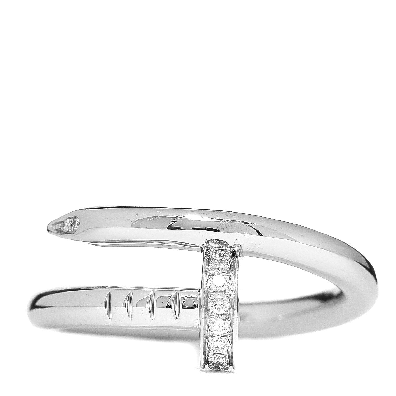 Cartier 18K White Gold Diamond Juste Un Clou Ring 53 6.25 1 of 5