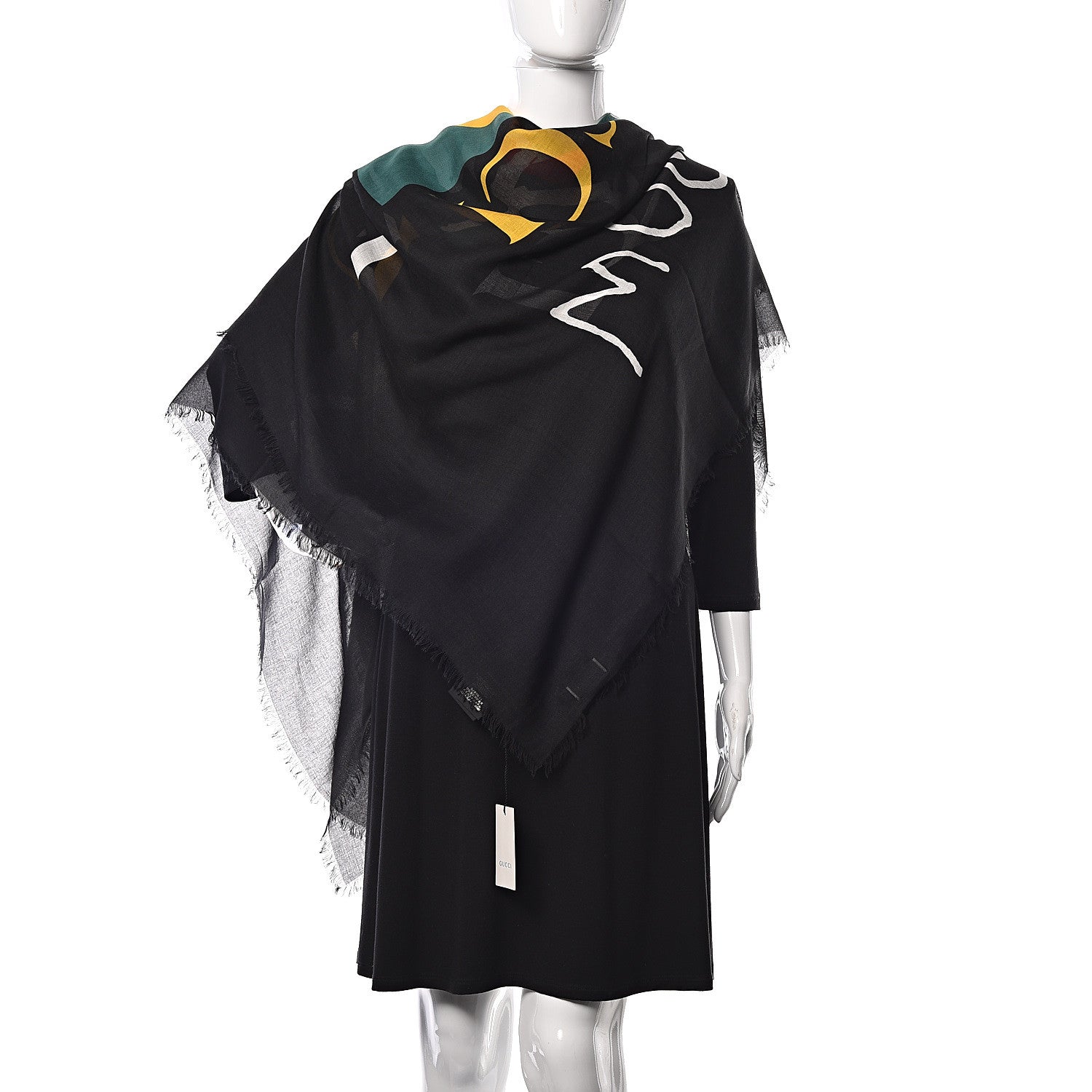 Gucci Modal Silk Coco Capitan Logo Square Scarf Black 2 of 5
