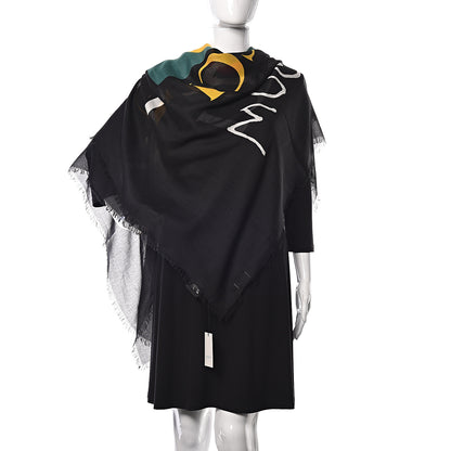 Gucci Modal Silk Coco Capitan Logo Square Scarf Black 2 of 5