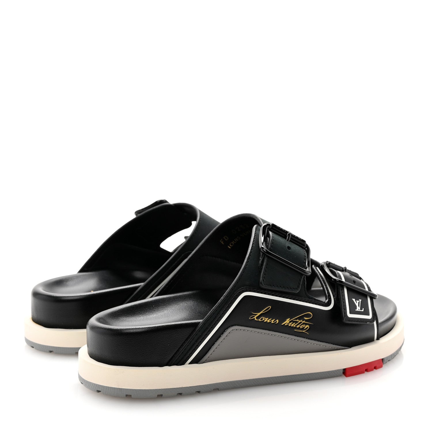 Louis Vuitton Mix Materials Mens LV Script Trainer Mules 5 Black Multicolor 4 of 12