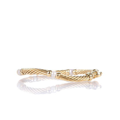 David Yurman Sterling 18k Yellow Gold Pearl 5mm Hampton Bracelet 4 of 6