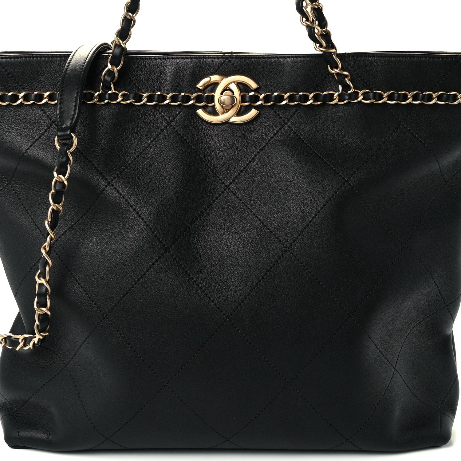 Chanel Calfskin Stitched Medium Shopping Tote Black 8 of 10