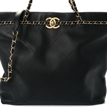 Chanel Calfskin Stitched Medium Shopping Tote Black 8 of 10