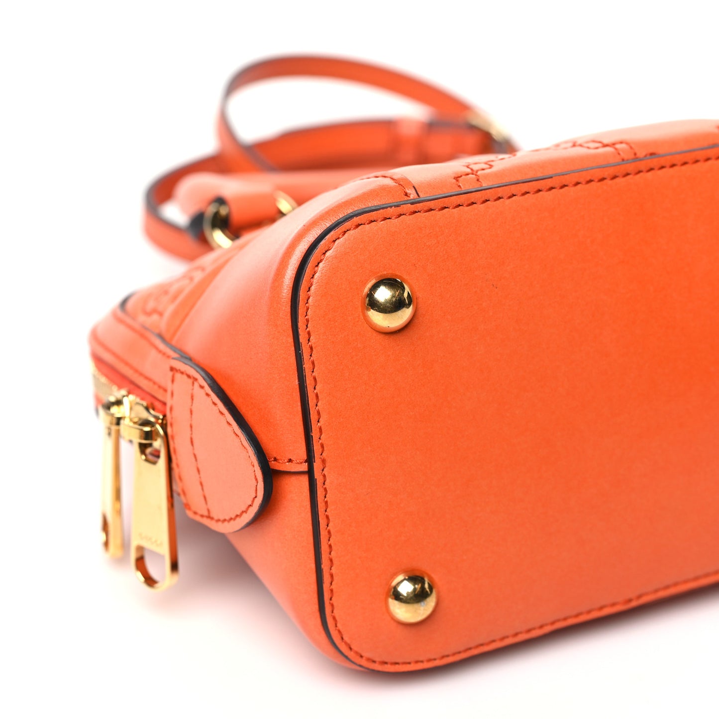 Calfskin GG Matelasse Mini Top Handle Bag Spring Orange Natural