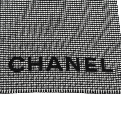 Chanel Cashmere CC Stole Black Grey 4 of 5