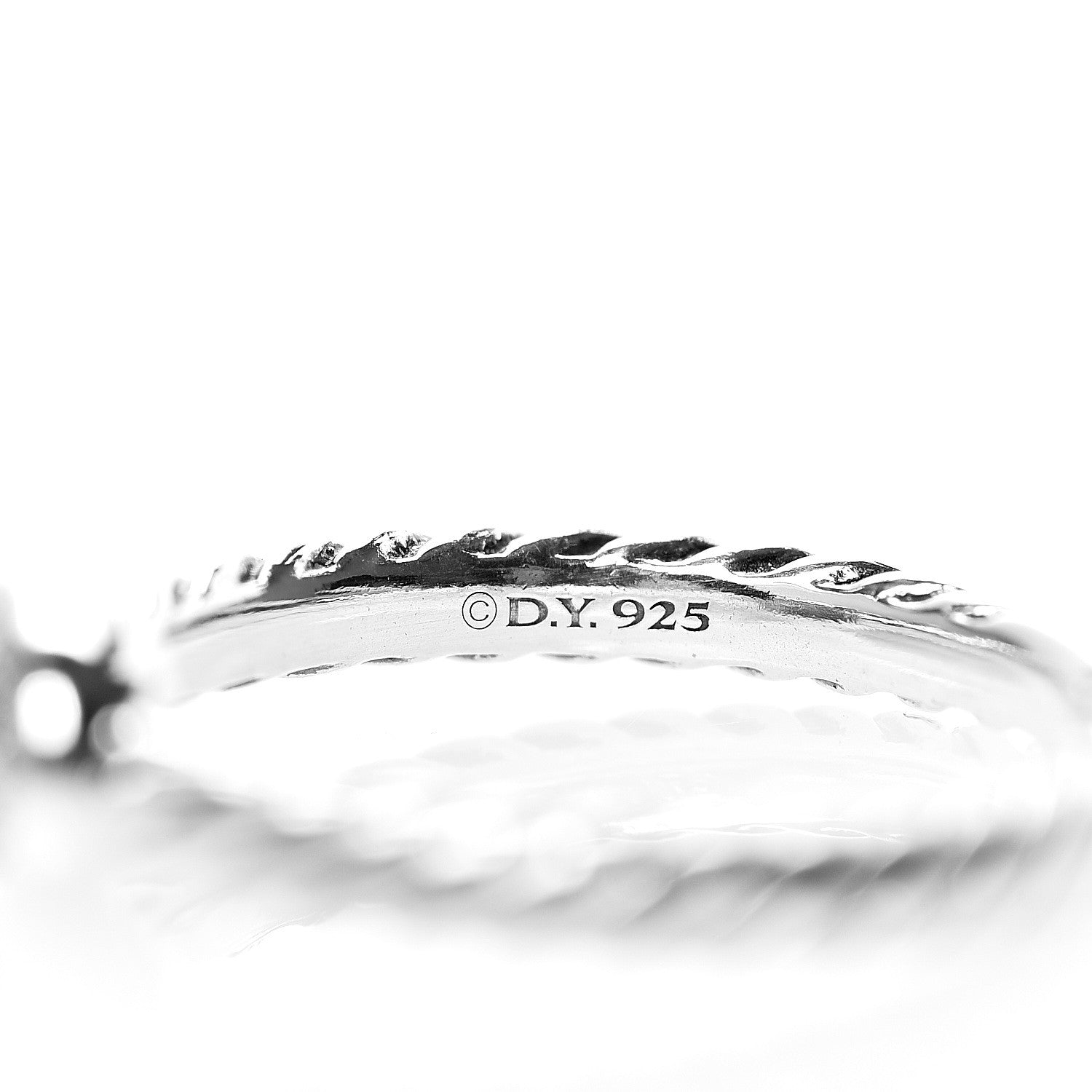David Yurman Sterling Silver Diamond Petite Pave Oval Ring 49 4.75 3 of 4