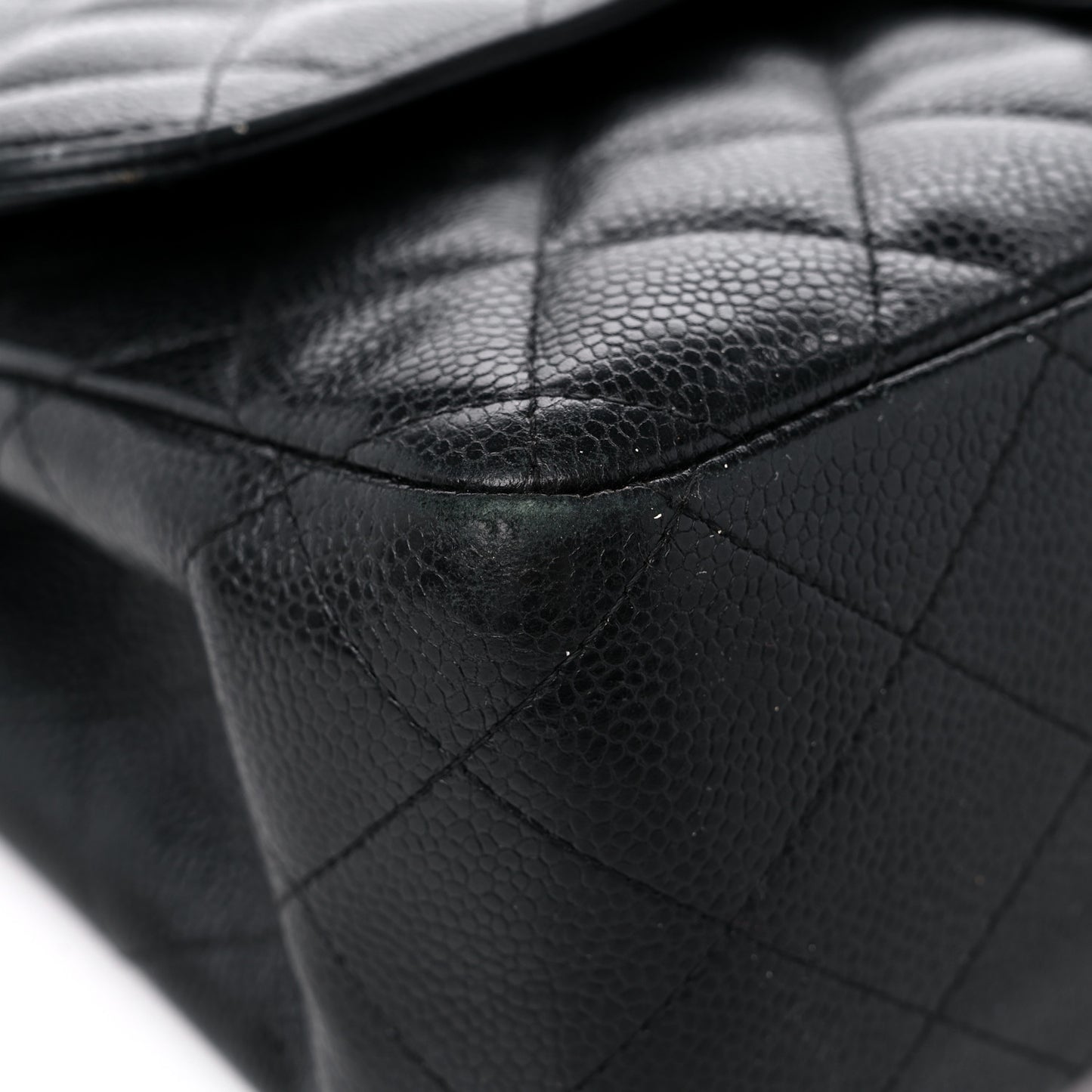 Caviar Quilted Jumbo Double Flap Black