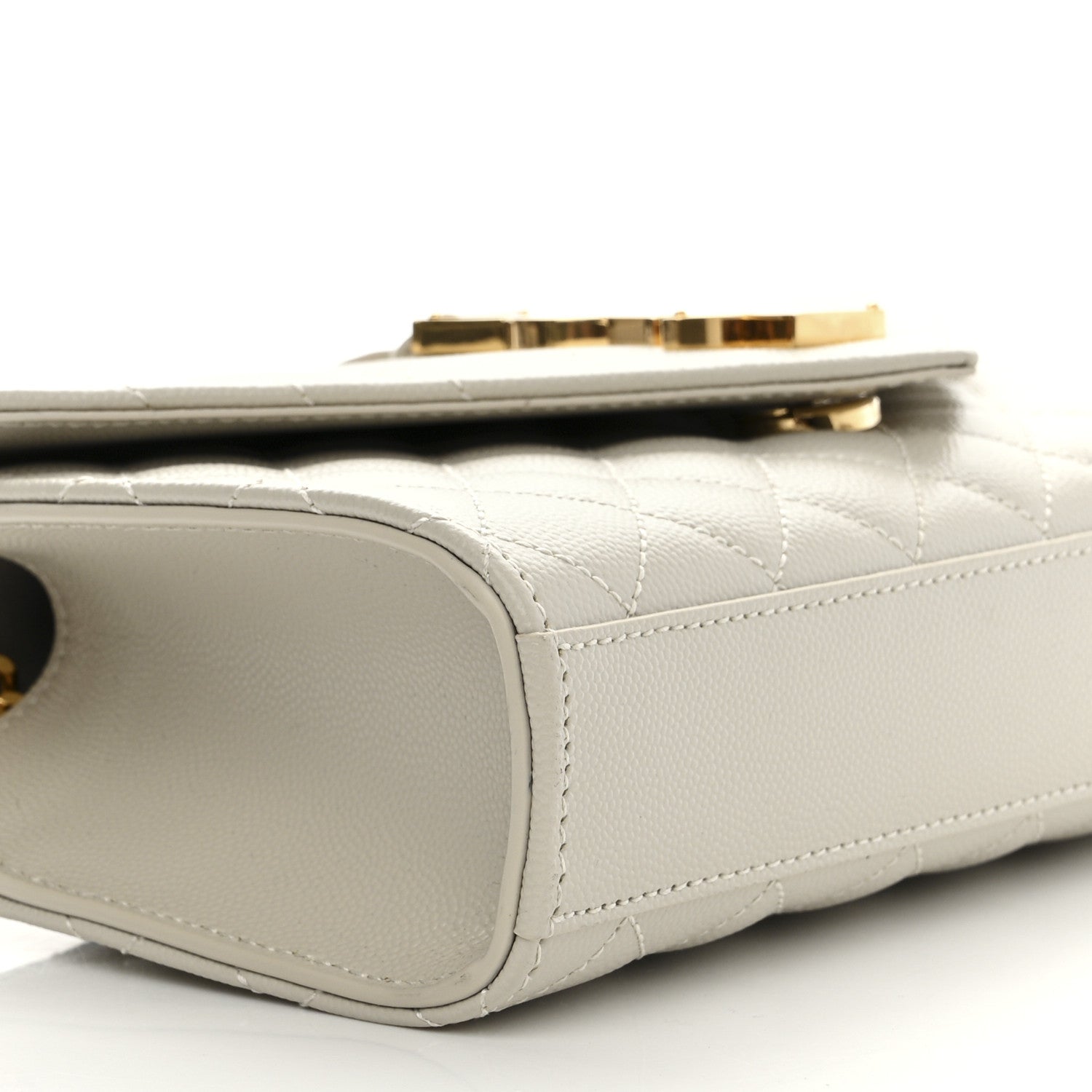 Saint Laurent Grain De Poudre Textured Mixed Matelasse Triquilt Small Monogram Satchel Crema Soft 9 of 10