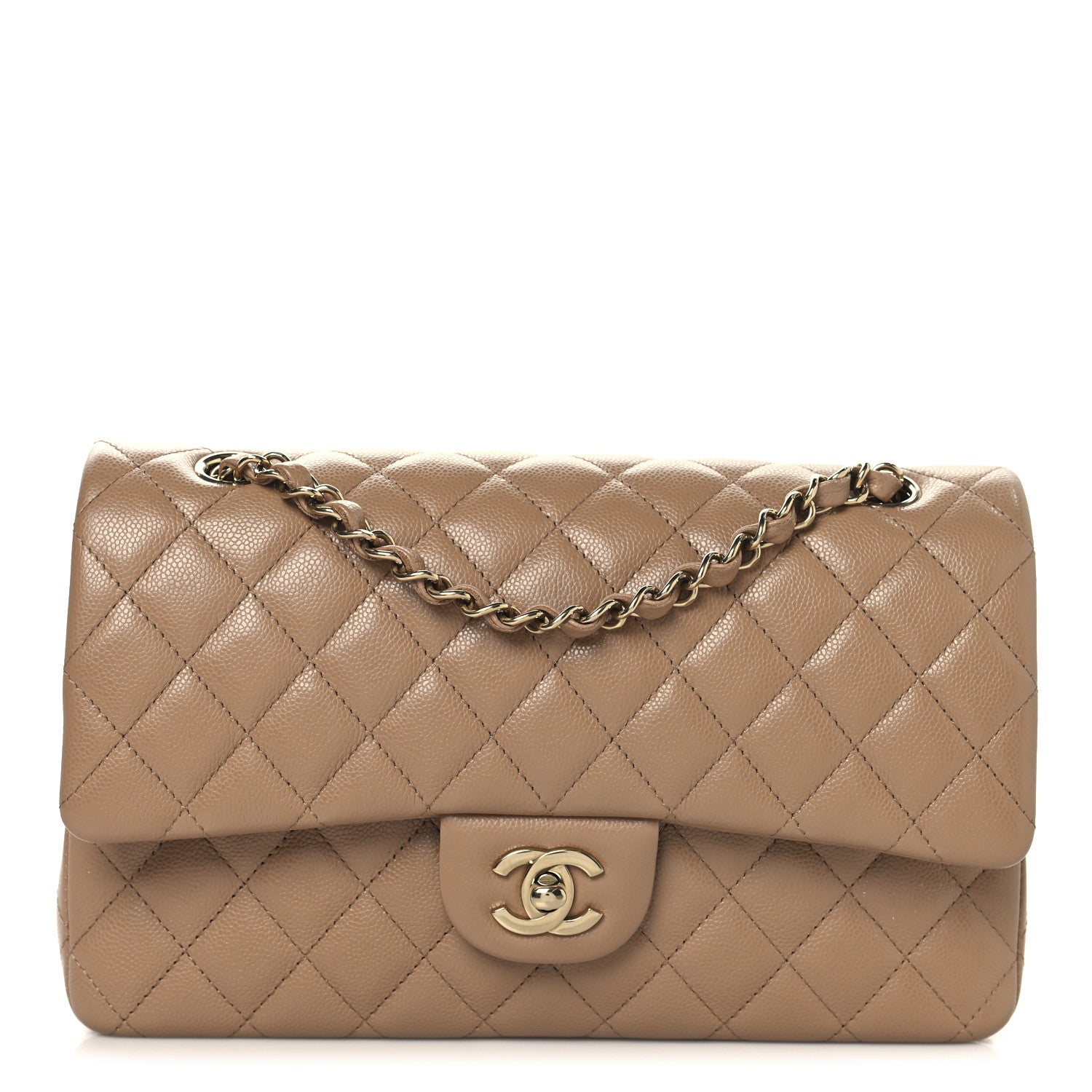 Chanel Caviar Quilted Medium Double Flap Dark Beige 1 of 11