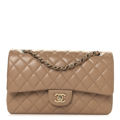Chanel Caviar Quilted Medium Double Flap Dark Beige 1 of 11
