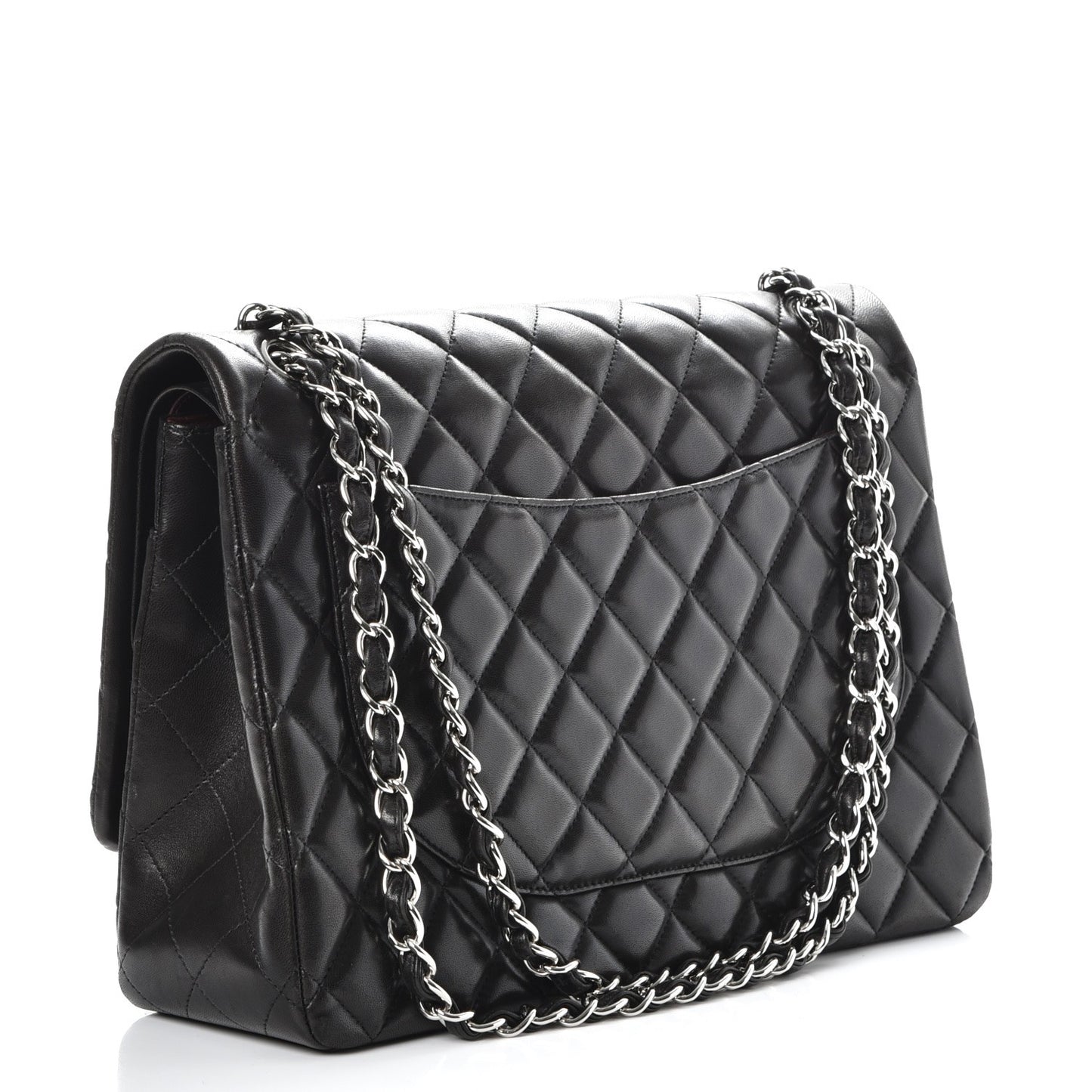 Lambskin Quilted Maxi Double Flap Black