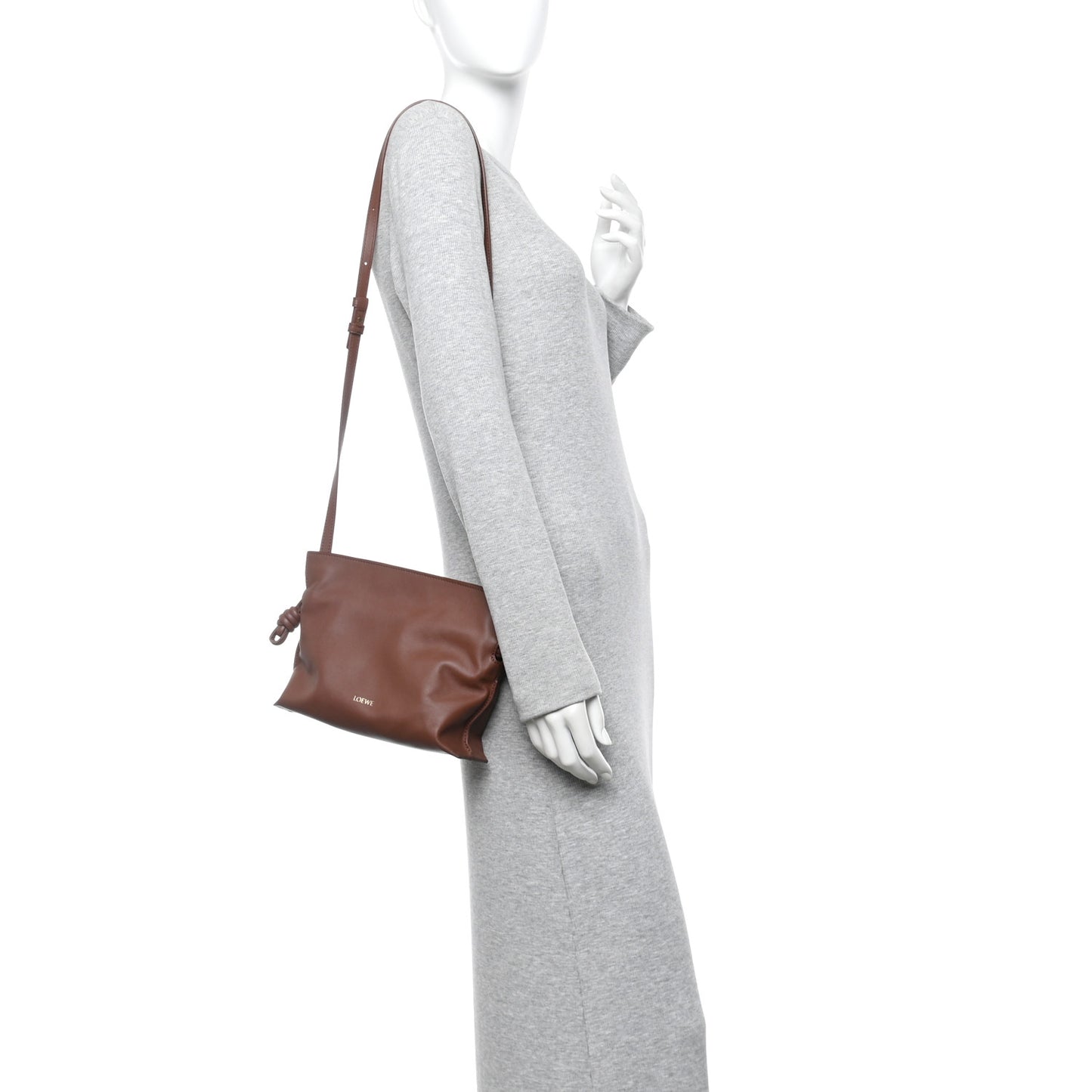 x SUNA FUJITA Nappa Hamster Mini Flamenco Knot Clutch Havana