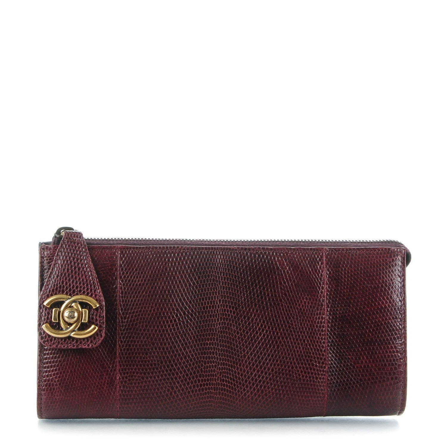Chanel Lizard Boy Clutch Burgundy 1 of 8