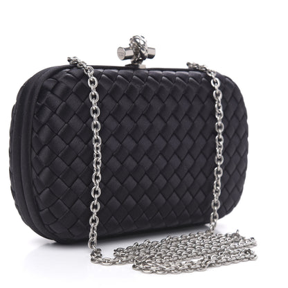 Bottega Veneta Satin Intreccio Impero Chain Knot Clutch Black 3 of 8