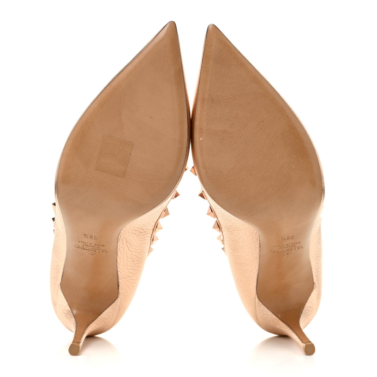 Metallic Pebbled Calfskin Rockstud 85mm Pumps 39.5 Rame