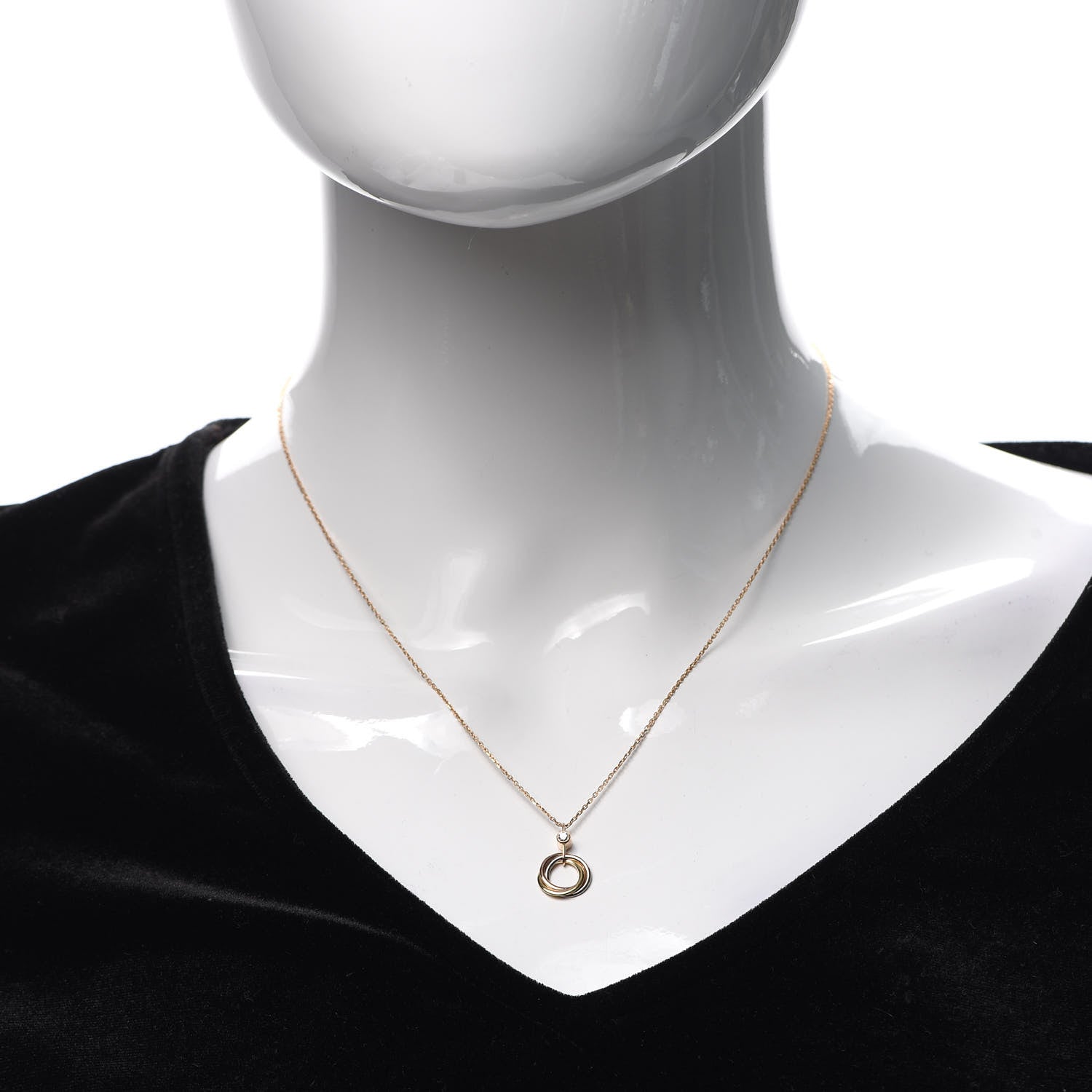 Cartier 18K Pink Yellow White Gold Diamond Trinity Pendant Necklace 2 of 6