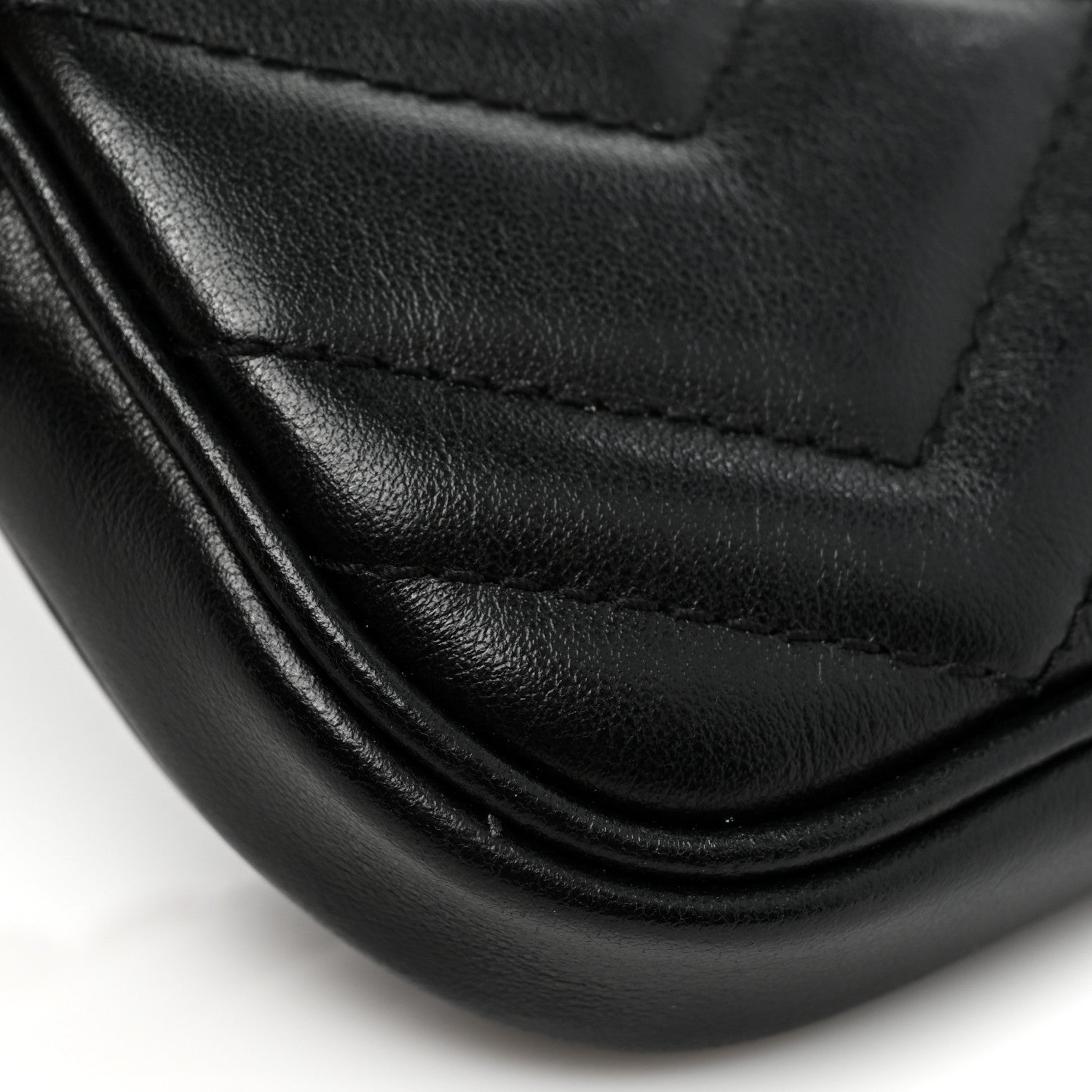 Gucci Calfskin Matelasse Mini GG Marmont Chain Crossbody Bag Black 9 of 10