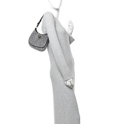 Prada Satin Crystal Cleo Adjustable Strap Shoulder Bag Metal 2 of 11