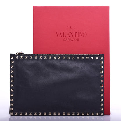 Valentino Garavani Vitello Large Rockstud Zip Pouch Black 8 of 8