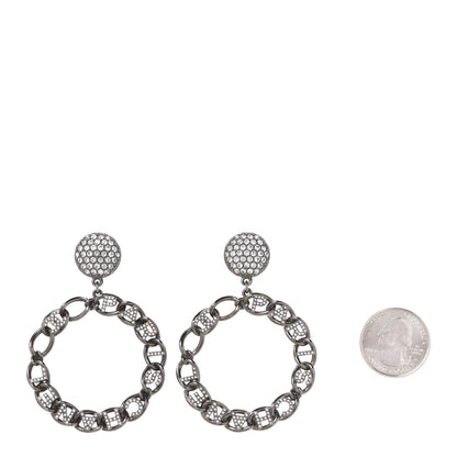 Chanel Ruthenium Crystal CC Paris Chain Link Hoop Earrings Silver 2 of 5