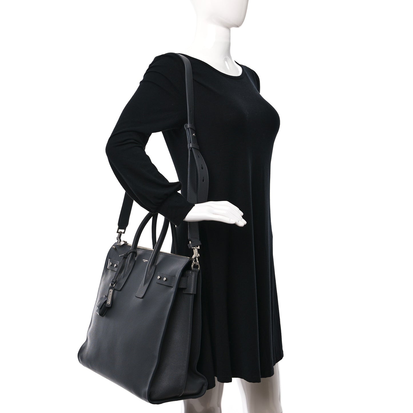 Grained Calfskin Sac De Jour Souple North South Tote Black