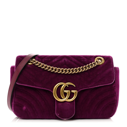 Gucci Velvet Matelasse Small GG Marmont Shoulder Bag Fuchsia Violet Cyclamen 1 of 13
