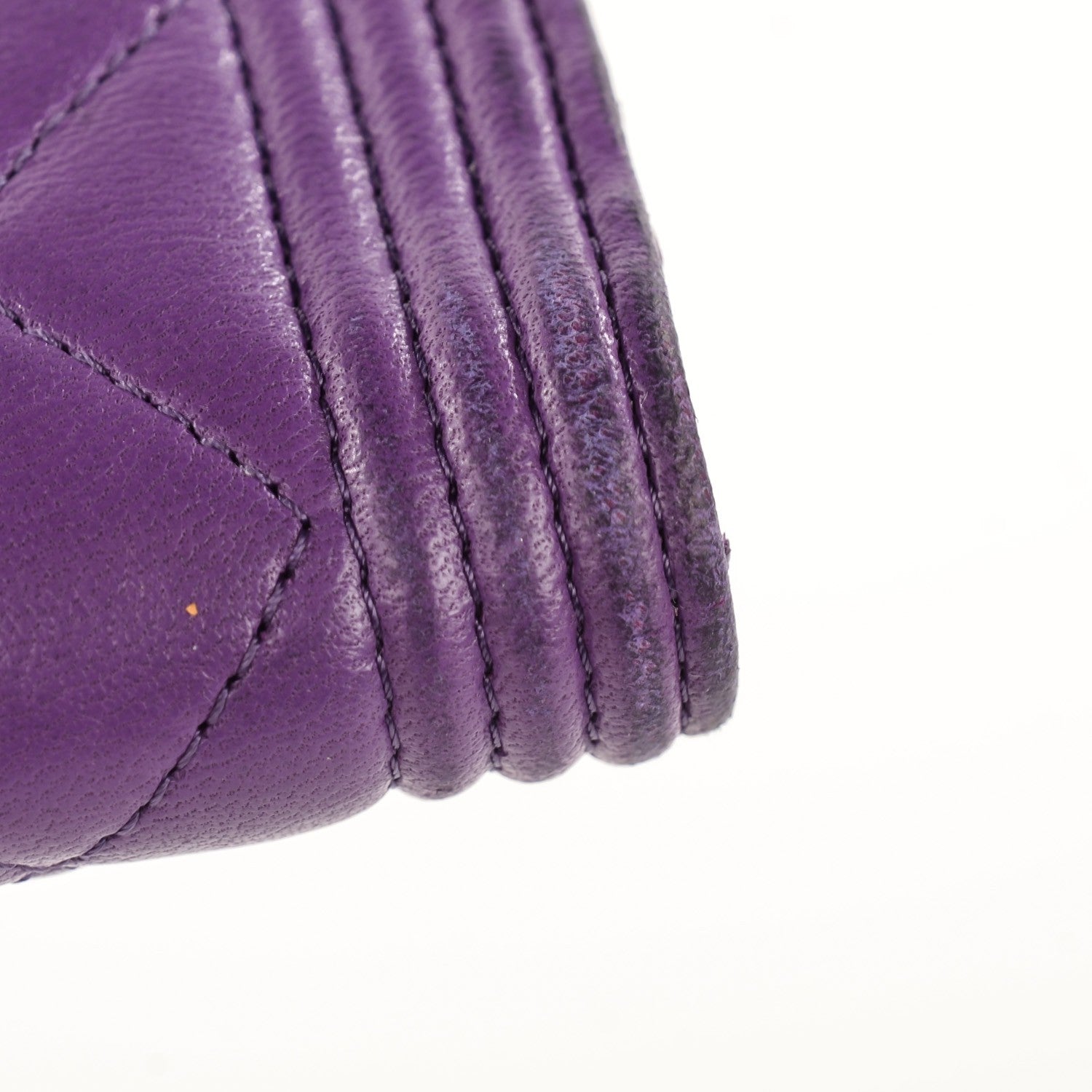 Chanel Lambskin Quilted Boy Yen Wallet Purple 2 of 10