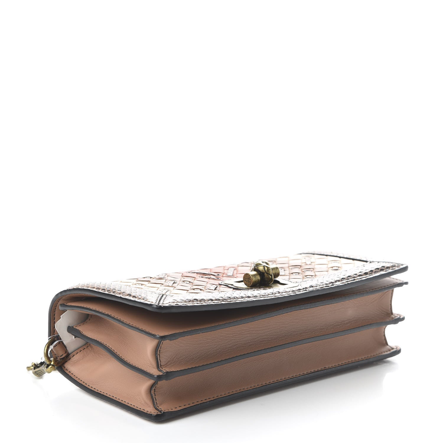 Bottega Veneta Nappa Ayers Intrecciato Club Stitch Knot Clutch Corallo Cream Mink 4 of 9