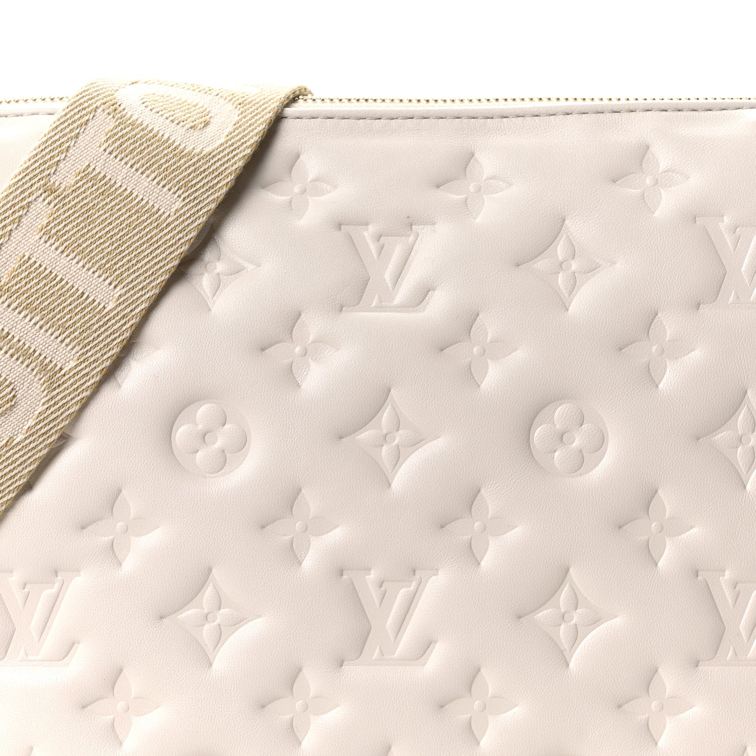 Louis Vuitton Lambskin Embossed Monogram Coussin PM Beige Cream 7 of 9