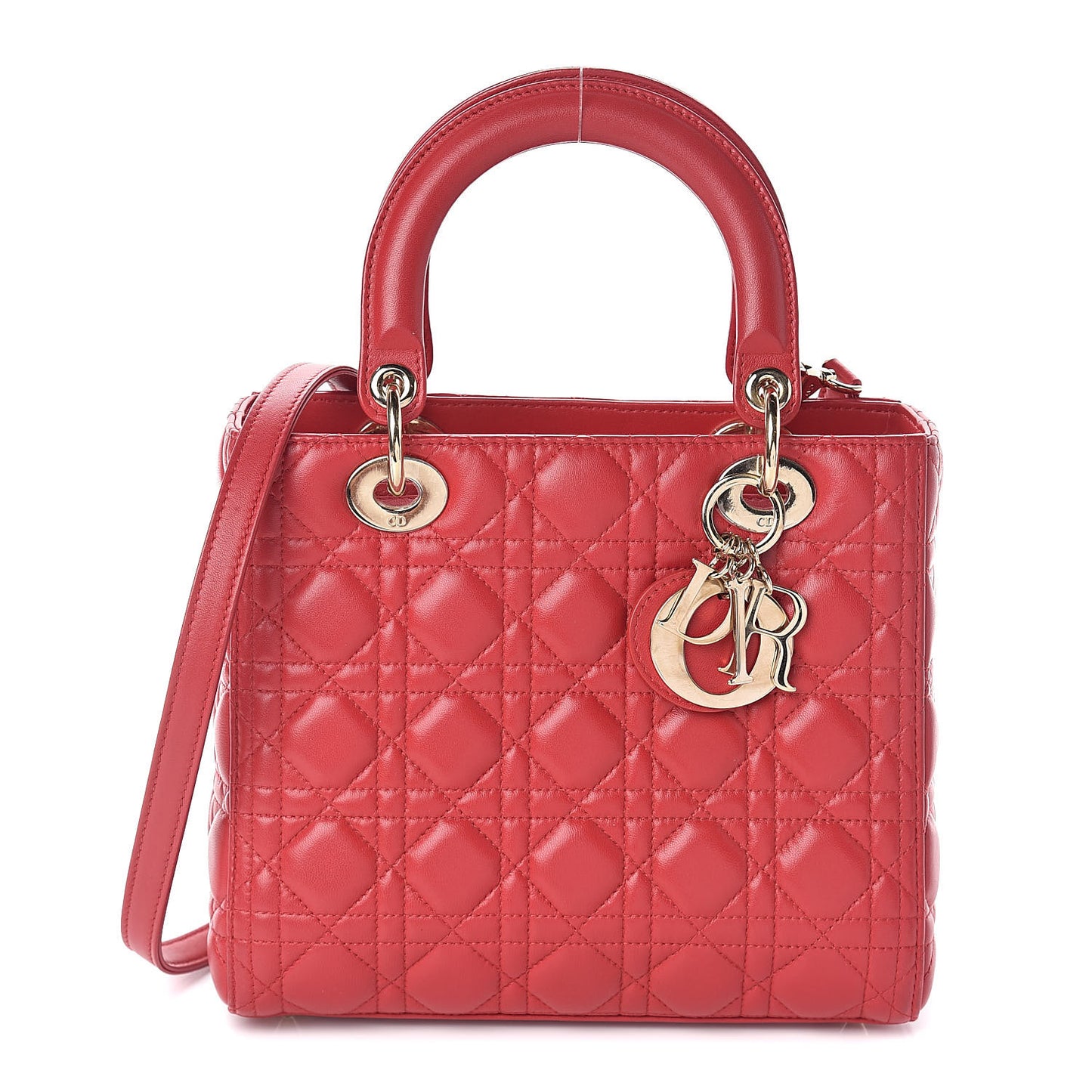Lambskin Cannage Medium Lady Dior Red