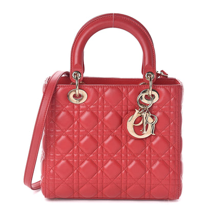 Christian Dior Lambskin Cannage Medium Lady Dior Red 1 of 8