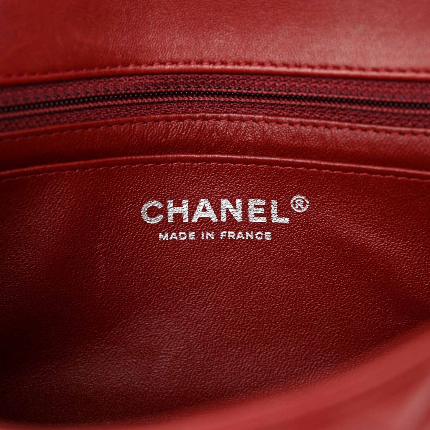 Lambskin Quilted Mini Rectangular Flap Burgundy