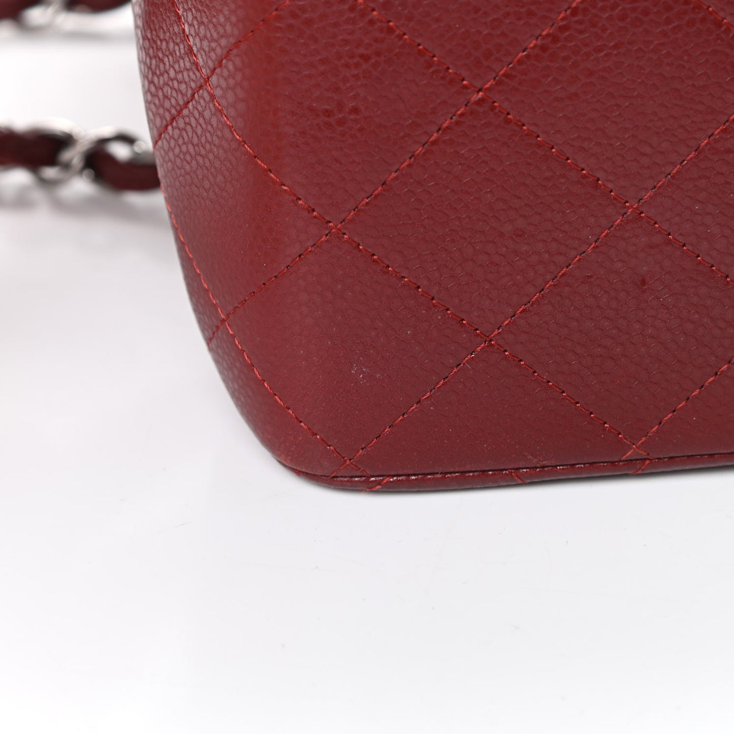 Caviar Quilted Jumbo Double Flap Dark Red