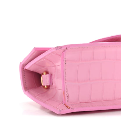 Jacquemus Calfskin Crocodile Embossed Le Bambino Pink 8 of 12