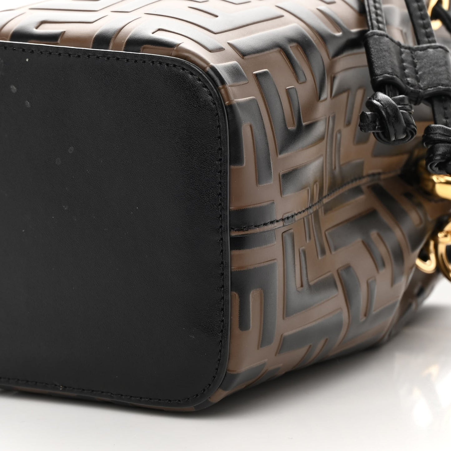 Vitello Liberty F is Fendi Bi-Color FF 1974 Embossed Mini Mon Tresor Bucket Bag Maya Black