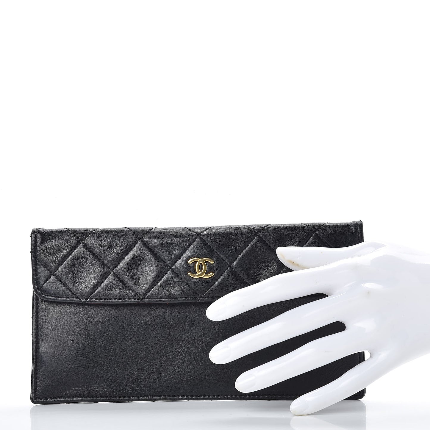 Lambskin Quilted Flap Wallet Black