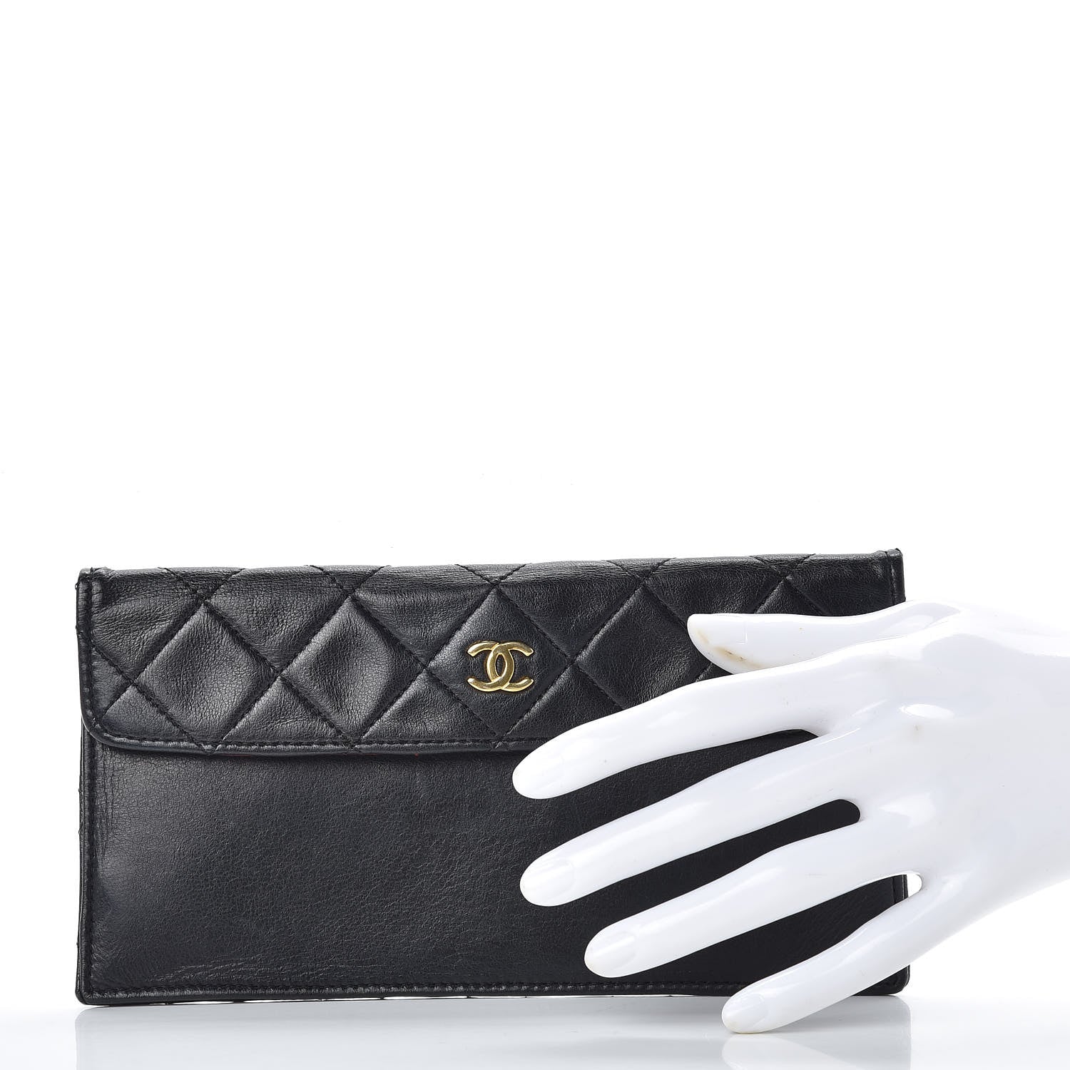 Chanel Lambskin Quilted Flap Wallet Black 2 of 6