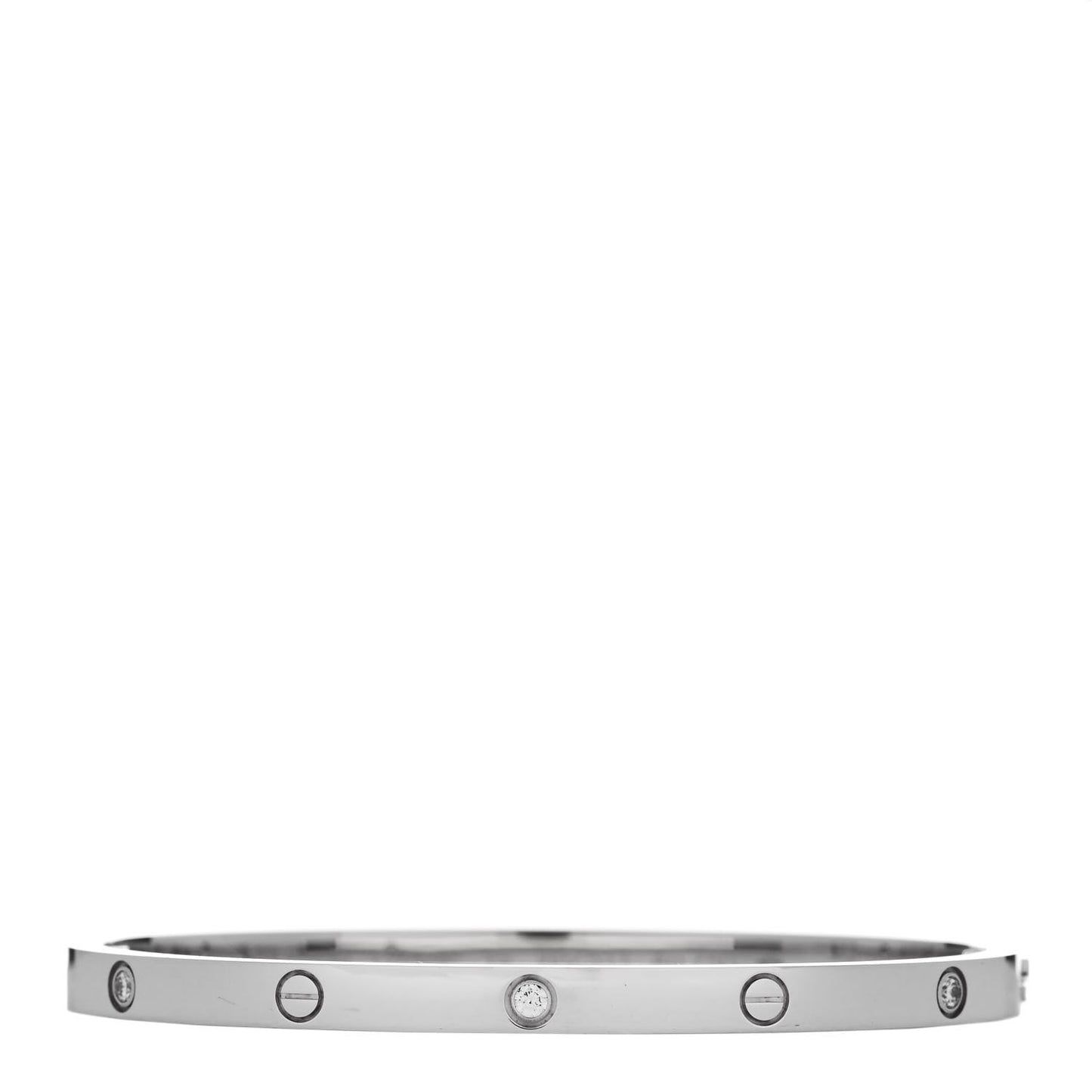 18K White Gold 6 Diamond Small LOVE Bracelet 15