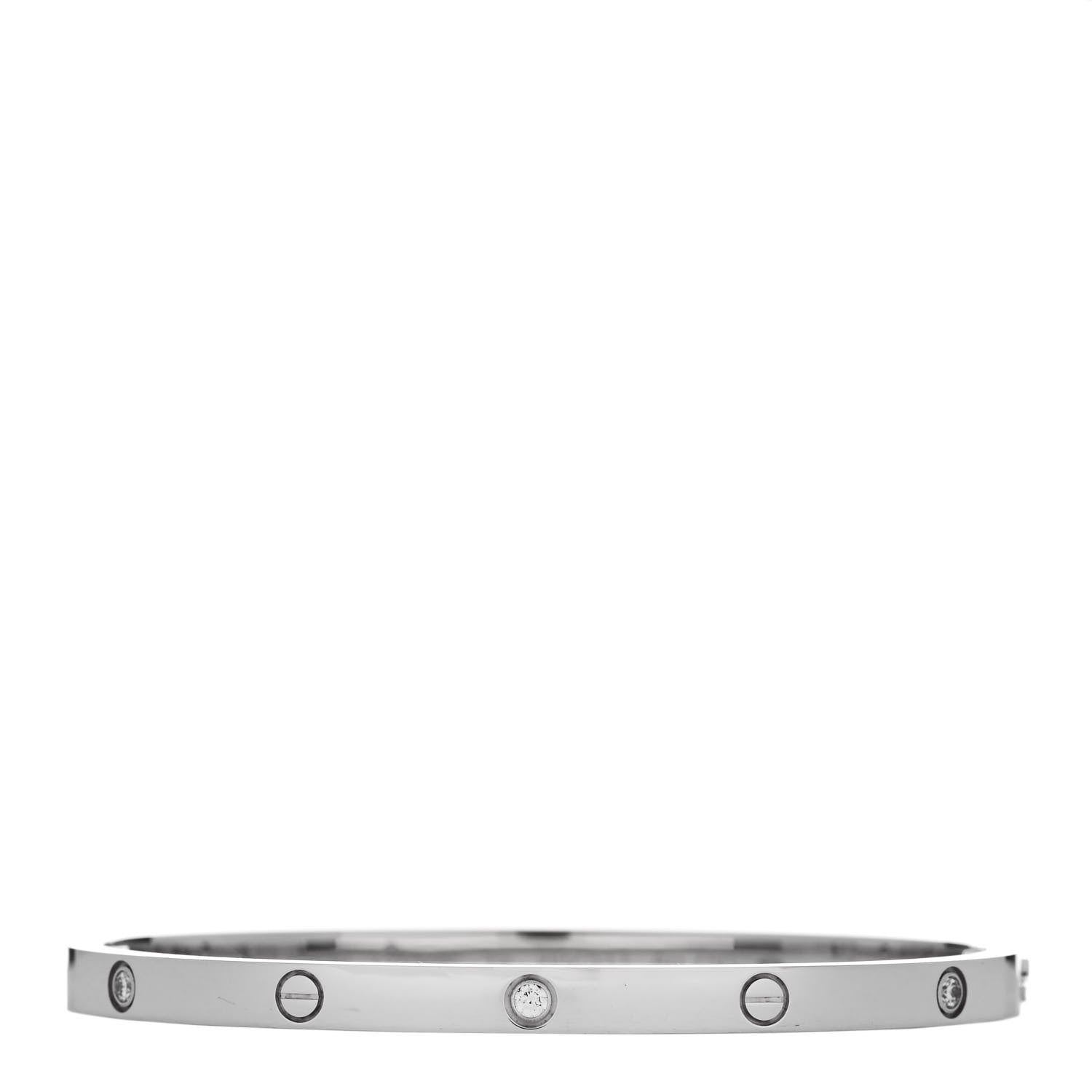 Cartier 18K White Gold 6 Diamond Small LOVE Bracelet 15 1 of 8