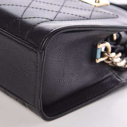 Chanel Grained Calfskin Stitched Mini Label Click Shopper Tote Black 10 of 10