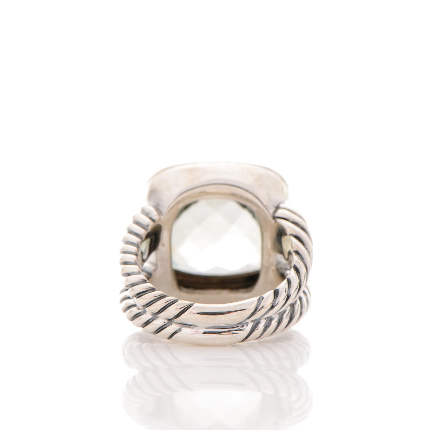 Sterling Silver Diamond Prasiolite 14mm Albion Ring 53 6.5