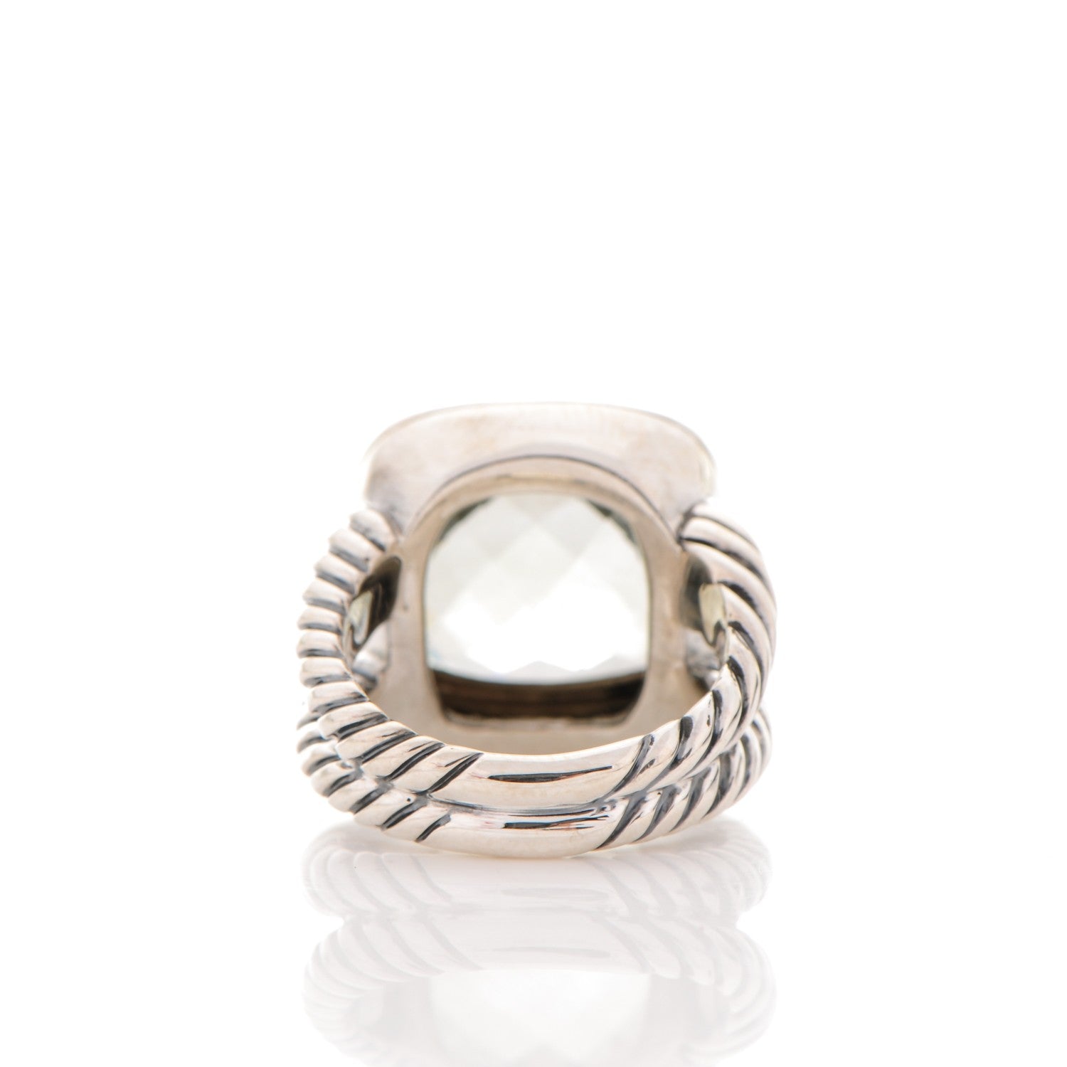 David Yurman Sterling Silver Diamond Prasiolite 14mm Albion Ring 53 6.5 4 of 5