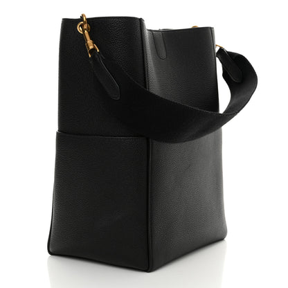 Celine Soft Grained Calfskin Sangle Bucket Bag Black 3 of 12