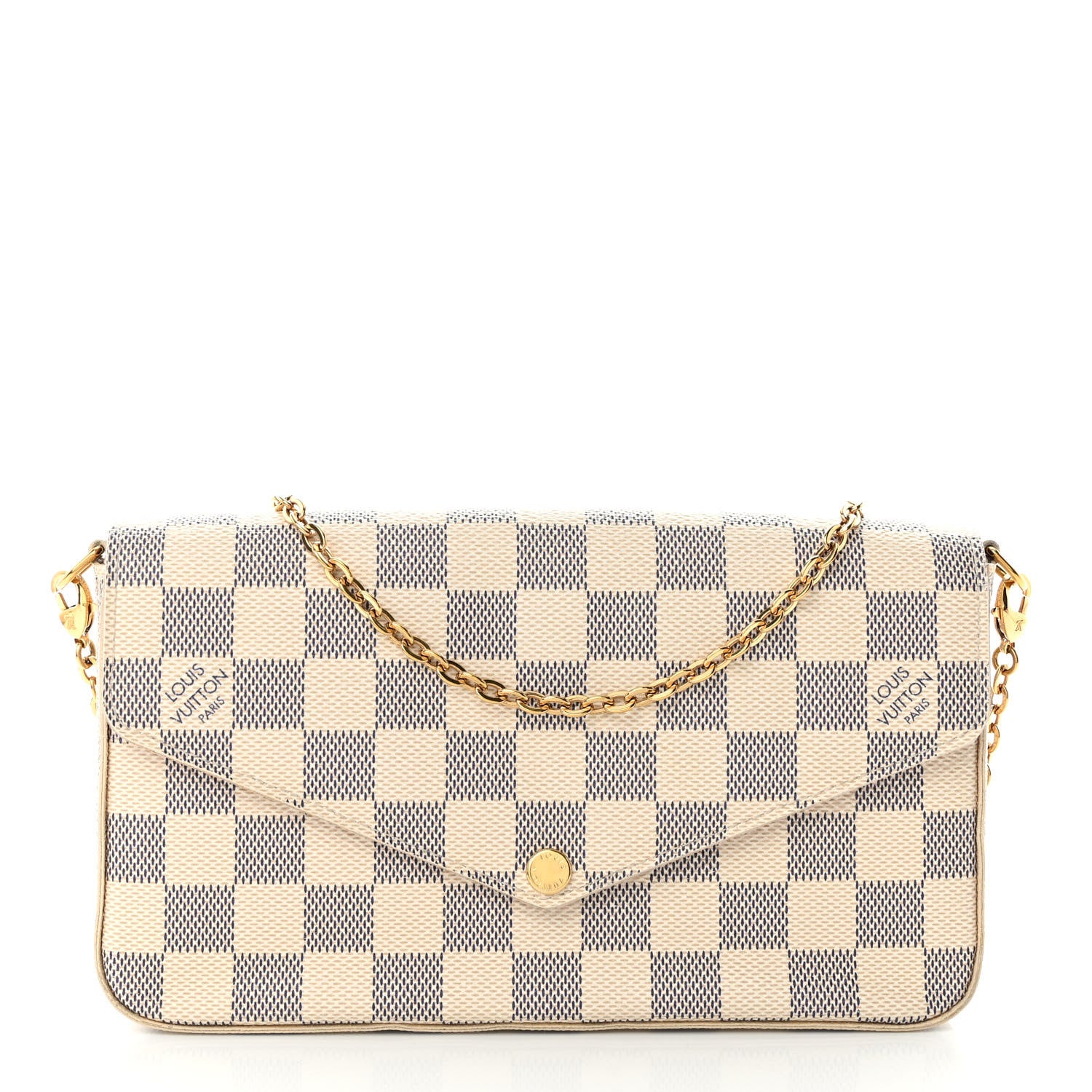 Louis Vuitton Damier Azur Pochette Felicie Chain Wallet Rose Ballerine 3 of 10