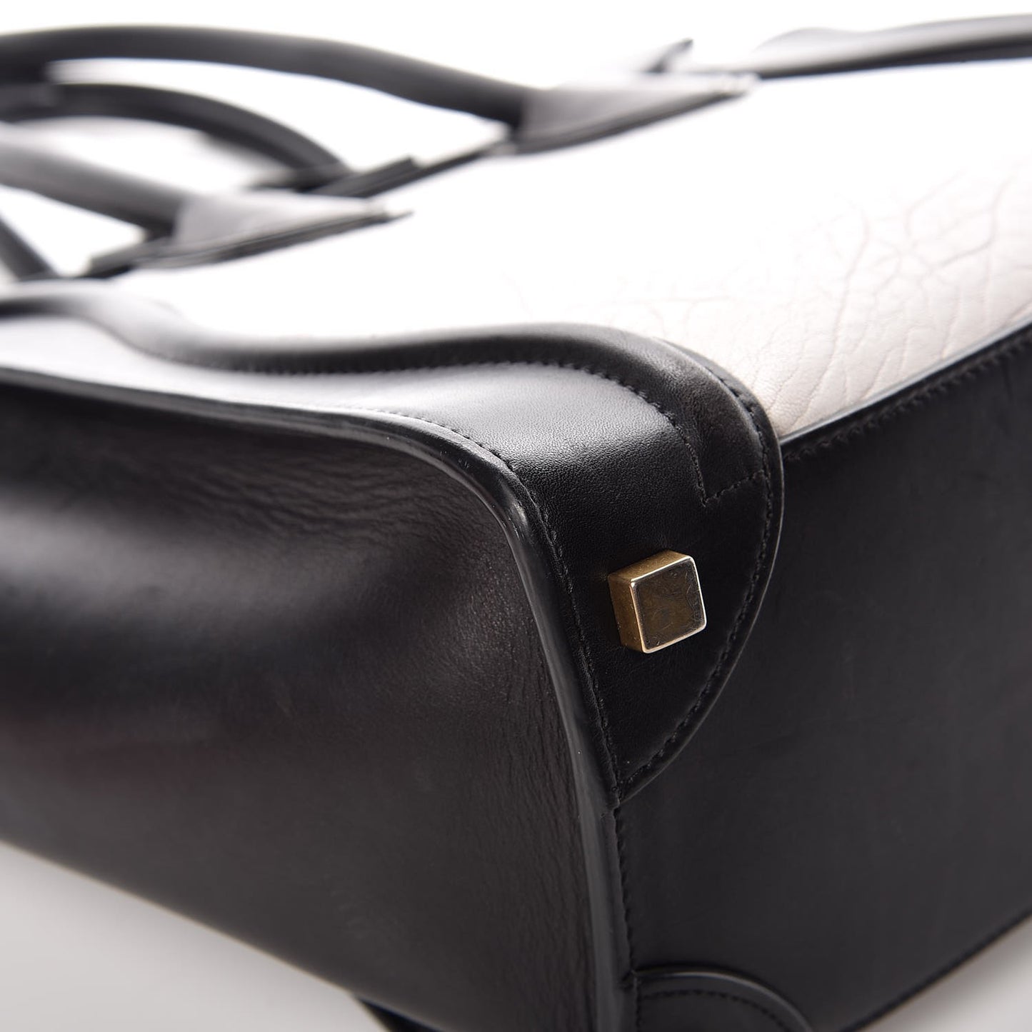 Shrunken Lambskin Micro Bi-Color Luggage Black White